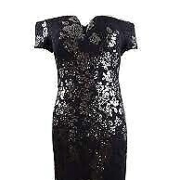 XSCAPE Womens Petite Lace Sequin Sheath Dress, Size 6P - Picture 2 of 5